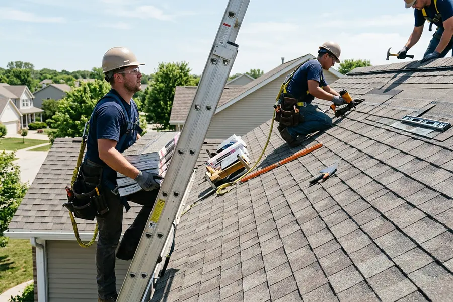 Beardman Building Services roofing crew installing architectural shingles in Mango